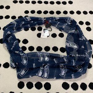 Seattle Seahawks Infinity Scarf Navy Sheer Lightweight NFL Football Logo New